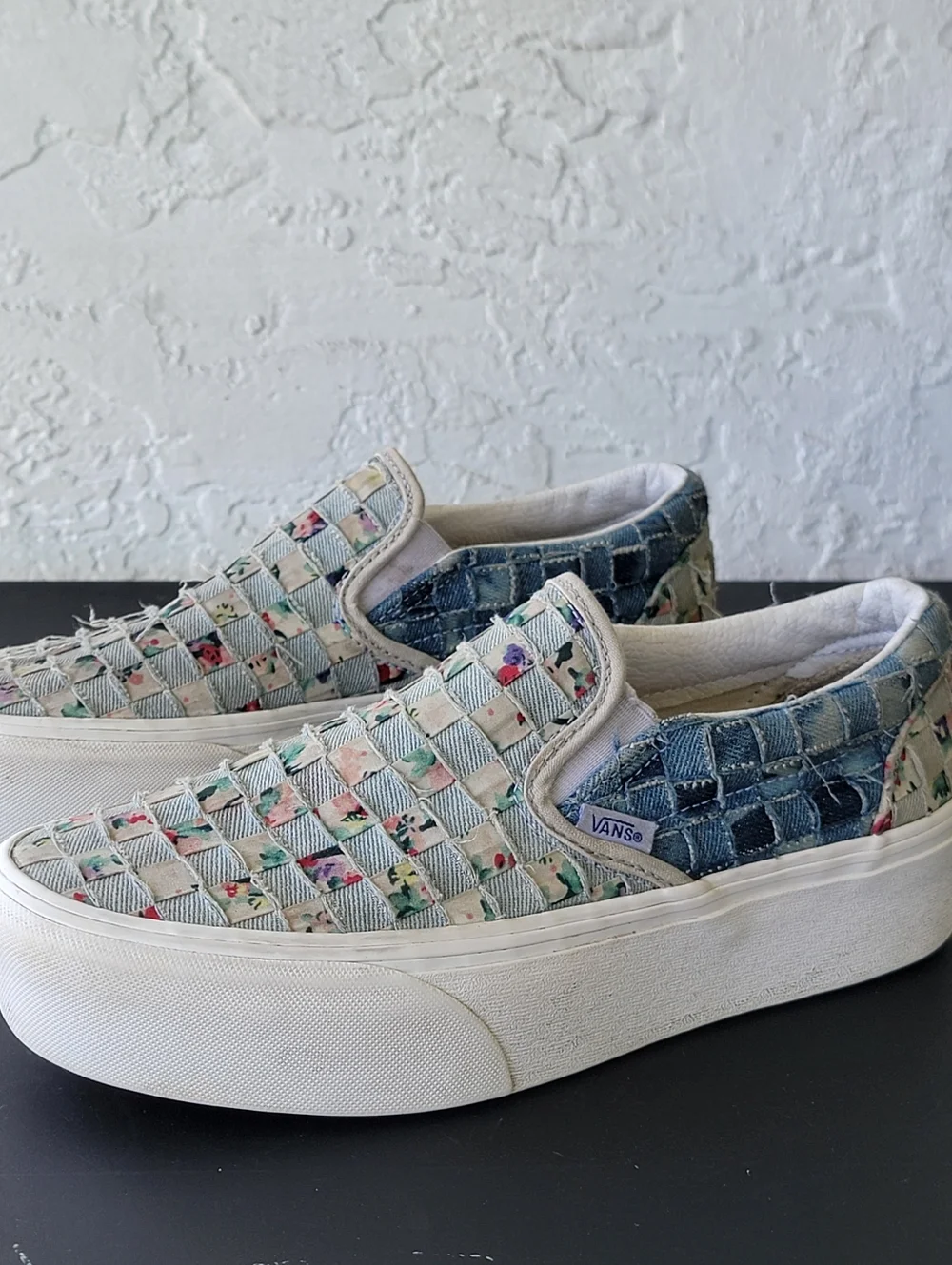 Vans Woven Classic Slip-On Stackform Women's Shoes Denim-Floral Size 8 - Picture 3 of 8